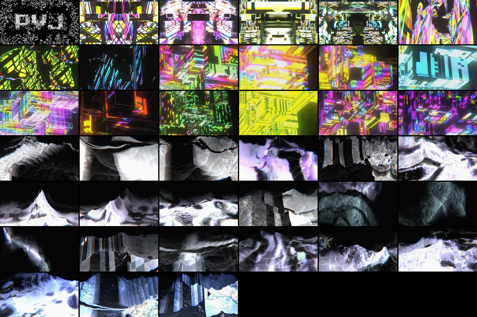 Contact sheet of every clip in Starter Pack v1